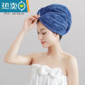 XIANCAI干发帽吸水速干浴帽洗头包头发毛巾成人加厚2021新款女干发巾 升级加厚军舰兰