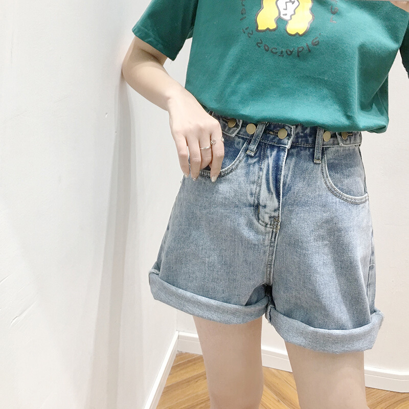 付臭美2018夏装新款韩版系带牛仔短裤女短款热裤休闲裤子下装百搭牛仔蓝