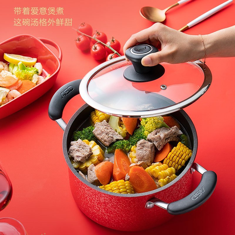 爱仕达(ASD) 套装锅 PL03C3WG锅具 缤炫新不沾三件套 炒锅汤锅煎锅家用不粘 磁炉通用不挑灶 防烫手柄
