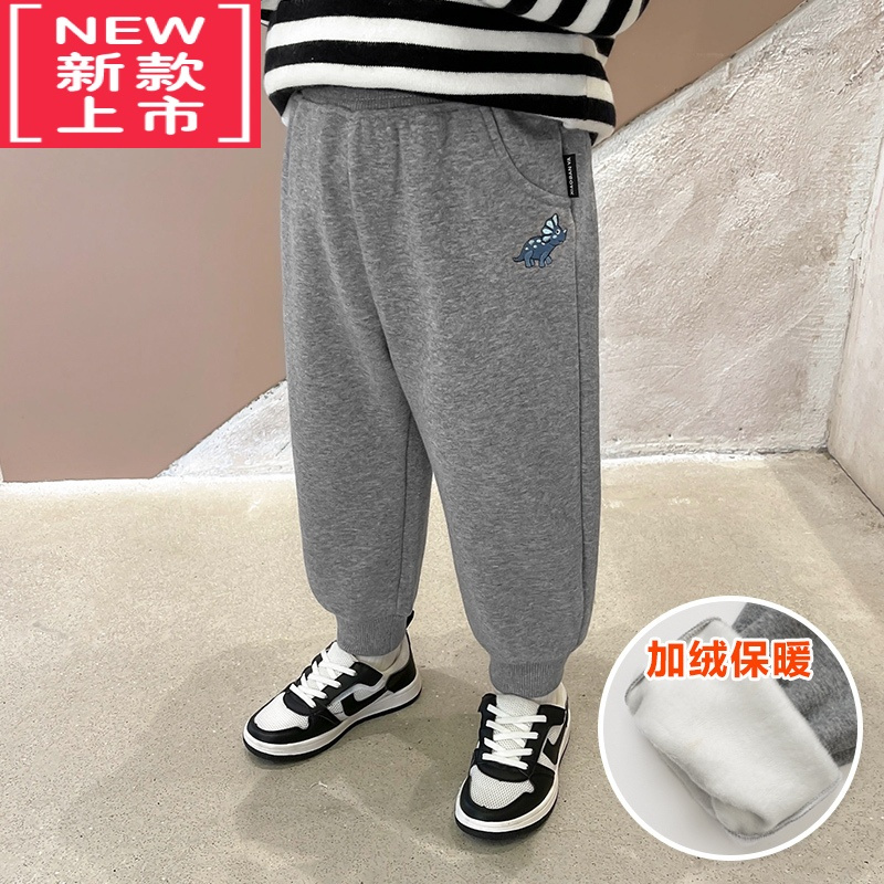 可莉允板牙男童加绒运动裤子冬装秋冬款婴儿童装宝宝小童保暖卫裤潮冬季保暖裤