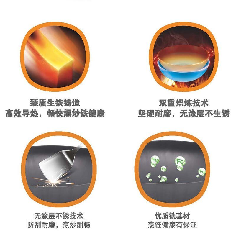 苏泊尔(SUPOR)炒锅真不锈无涂层平底炒菜铁锅电磁炉燃气通用EC32ZF01高清大图