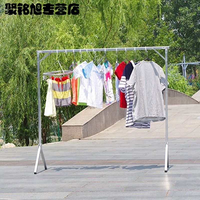 晾衣架落地折叠单杆式晒被子简易家用卧室内阳台凉挂衣杆地摊架生活日用洗晒用品衣架
