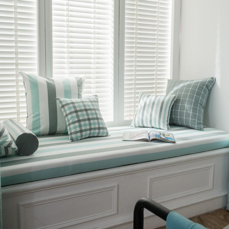 BONJEAN北欧高密度海绵飘窗垫窗台垫定做沙发垫条纹阳台榻榻米垫卡座 格条515cm飘窗垫