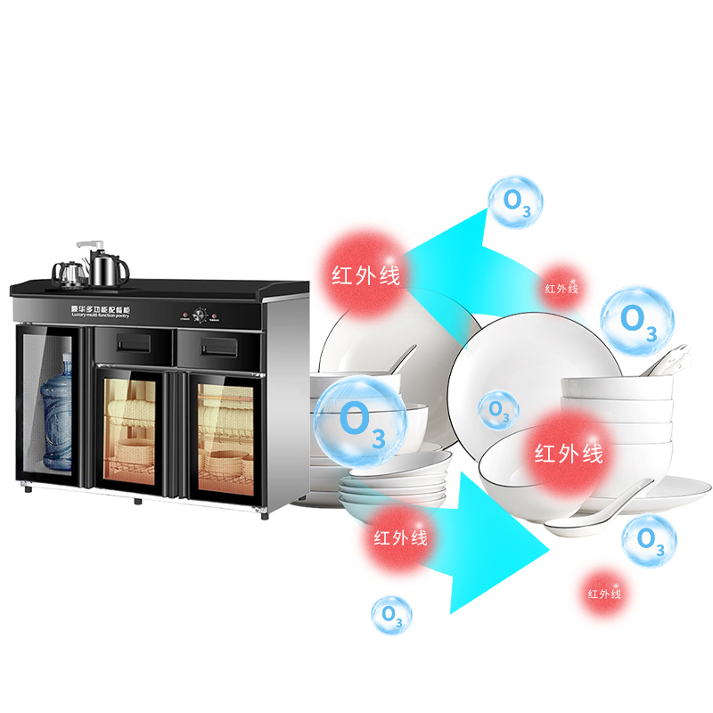 臻远ZY50429045配餐柜消毒碗柜茶水柜带抽屉调料台 烧水壶款高清大图