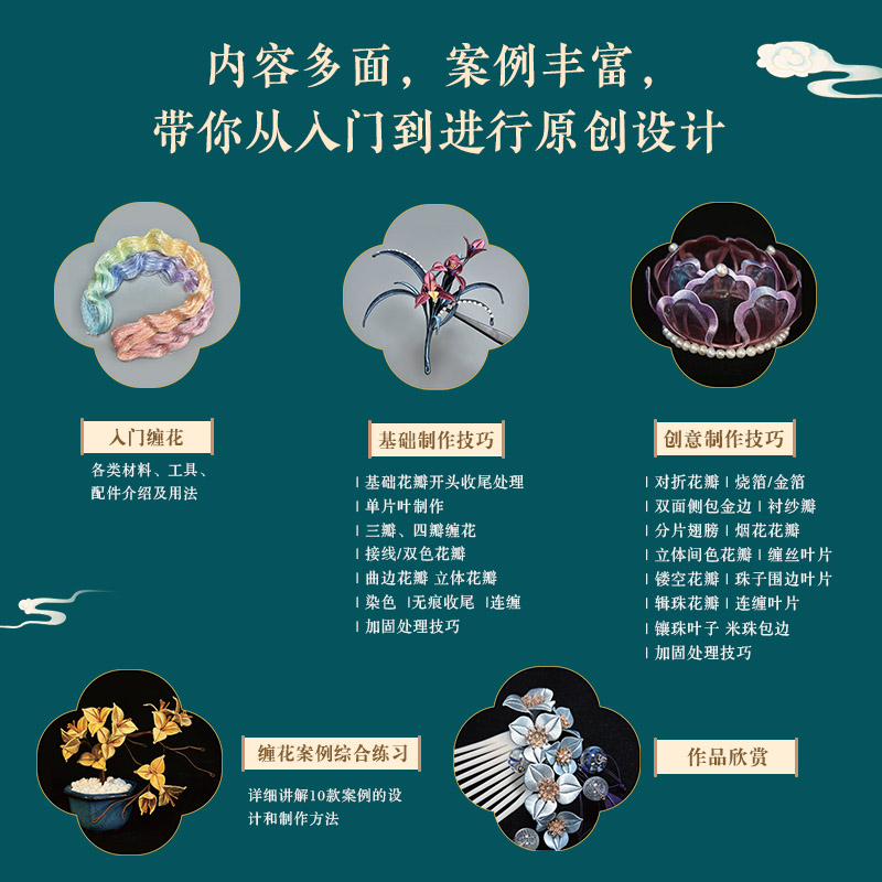 拾花录 缠花原创设计与手工制作技巧 手工制作书籍 [正版]拾花录 缠花原创设计与手工制作技巧 创意手工DIY金箔缠花制作高清大图