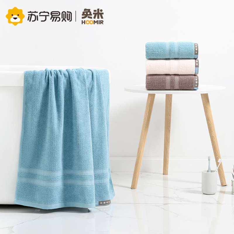 奂米纯棉浴巾 加大加厚全棉吸水瞬干不掉絮毛浴组合套巾成人洗澡家用814-2高清大图