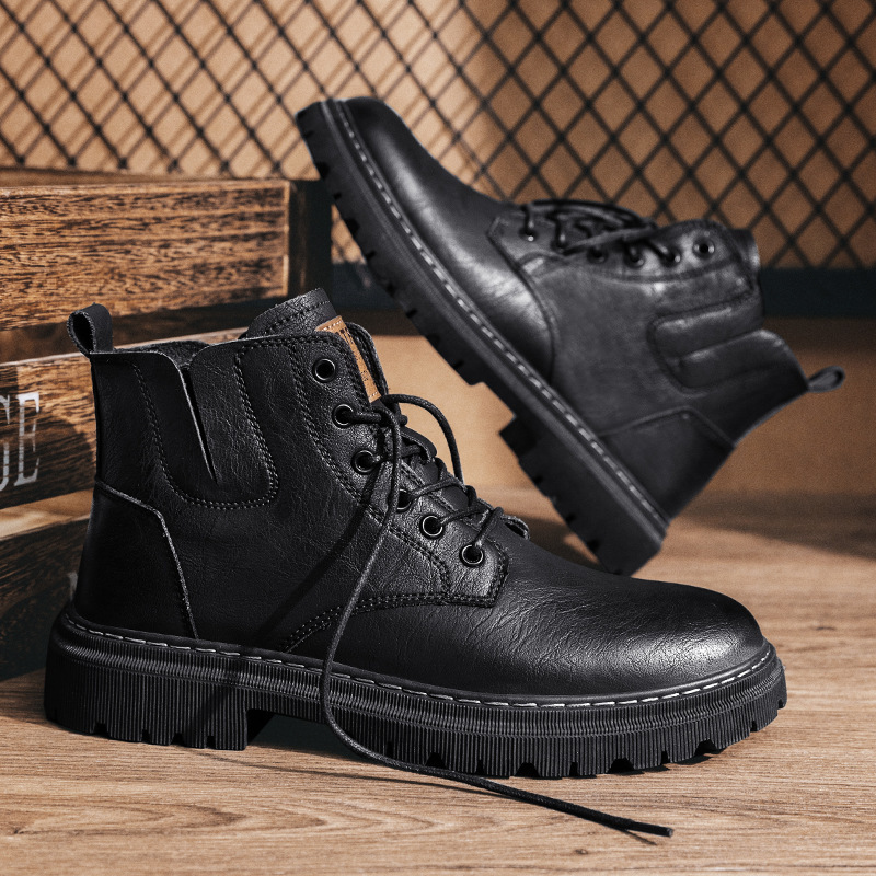 公牛四季男鞋马丁靴男士高帮休闲英伦风真皮短靴机车工装皮靴子新款秋