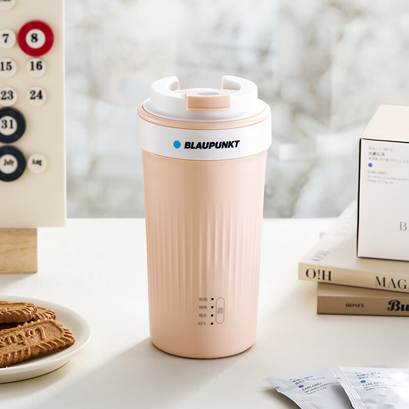 蓝宝(BLAUPUNKT)电热水壶奶泡杯家用电烧水杯热牛奶打发器电动咖啡搅拌杯便携式0.3L 蔷薇粉BP-NP01高清大图