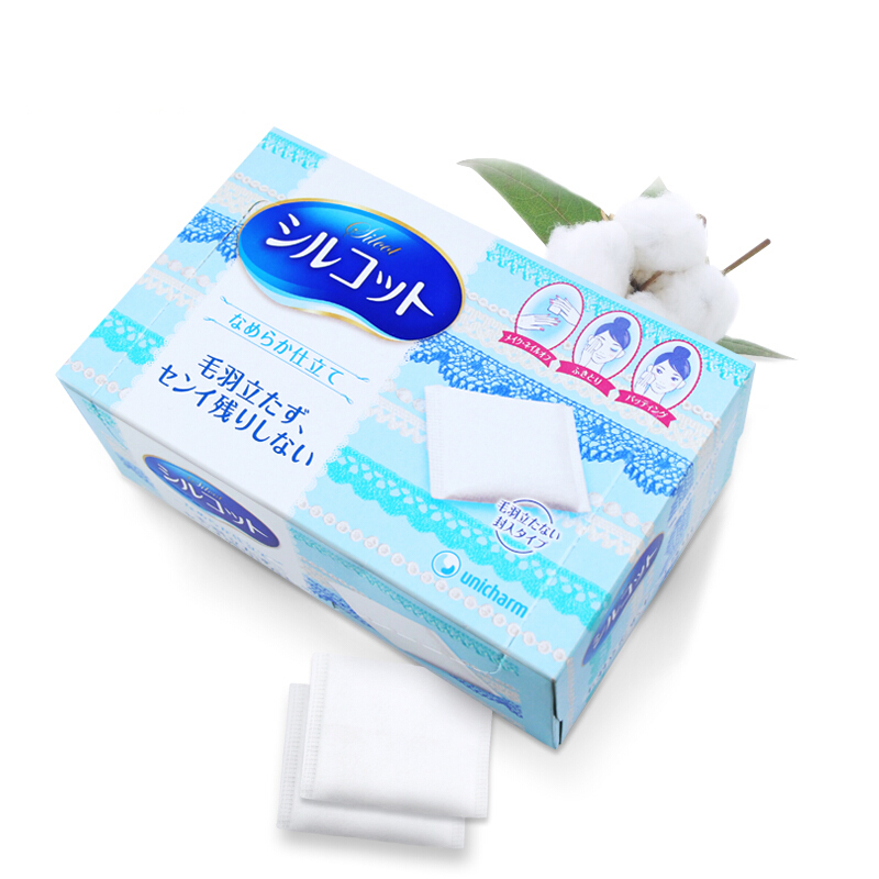 日本尤妮佳 Unicharm化妆棉盒装不掉絮卸妆棉省水化妆棉卸妆棉适合擦水乳 82片/盒高清大图