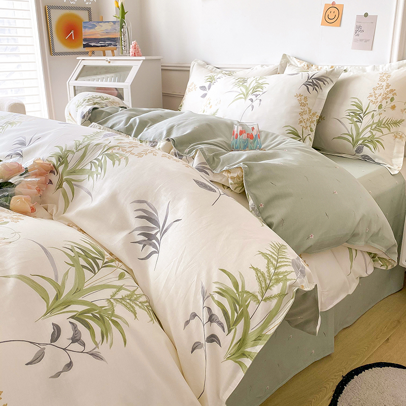 洁丽雅纯棉四件套床单被套全新款宿舍女南通清新简约床上用品