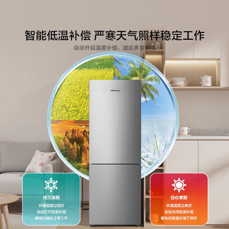 海信185L两门小冰箱小户型家用电冰箱节能省电保鲜双门双温精储存租房宿舍神器BCD-185S1RNKQD银色高清大图