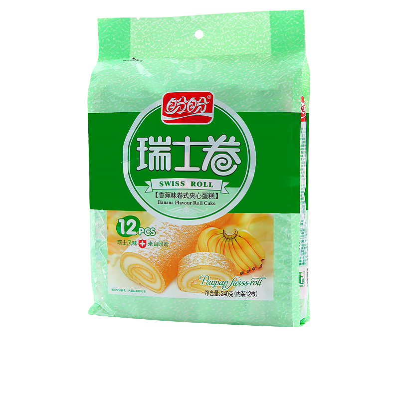 盼盼瑞士卷早餐面包休闲零食营养糕点小吃下午茶点心 香蕉味240g -单包