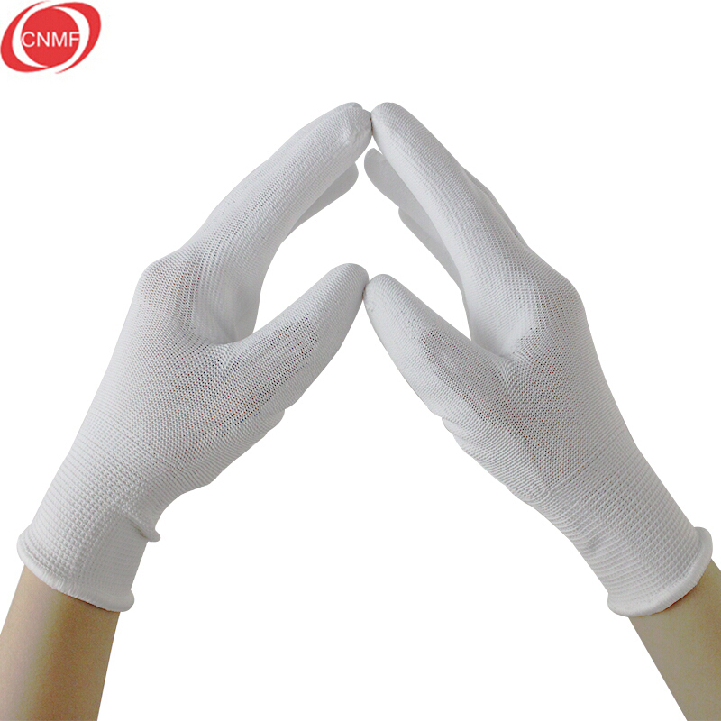 谋福 耐磨PU涂掌手套 PU涂层涂胶劳保手套 S号(白色边)22cm 1副装