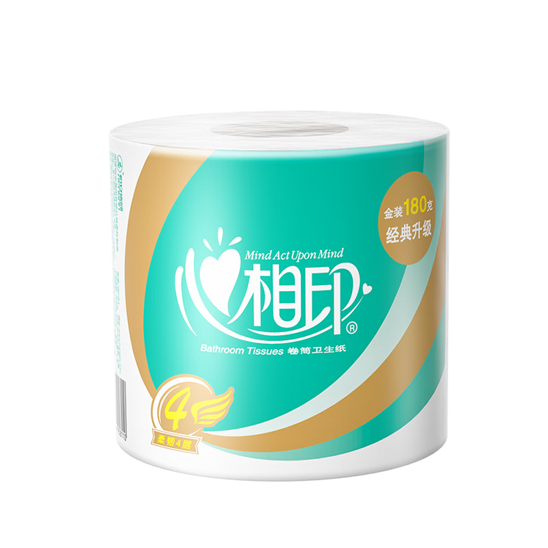 心相印 4层卷筒卫生纸 有芯大卷厕所纸 180g/卷 10卷/提 2提装 BT810高清大图