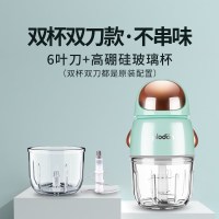 美国浦利顿(PLODON)辅食机婴儿辅食机宝宝迷你绞肉机果泥电动家用多功能料理机搅拌机切碎机神器便携HDD-809浅绿双