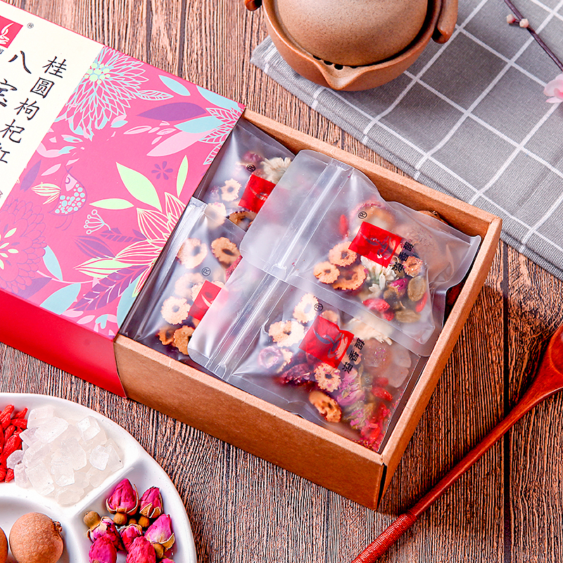 溢香醇桂圆枸杞红枣茶八宝水果茶女菊花玫瑰花茶盒装袋装