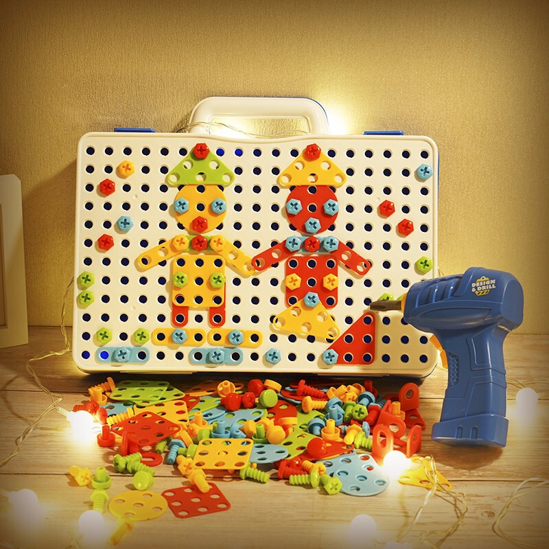 儿童玩具仿真电钻动手拧螺丝钉螺母拆装拼图工具箱台组装男孩智力拼装