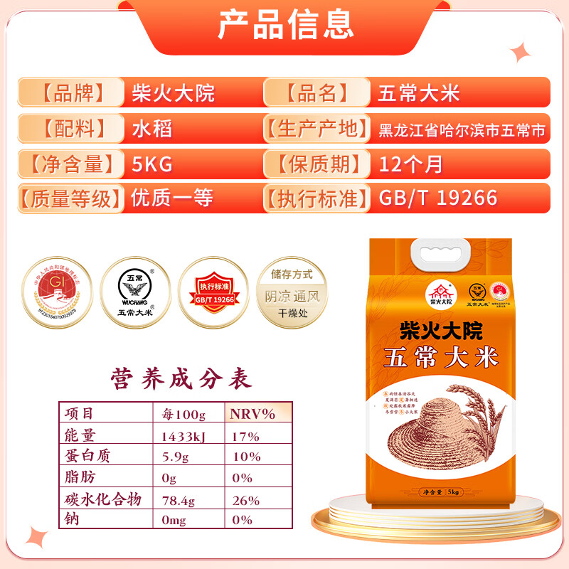 柴火大院 五常大米5kg(袋)高清大图