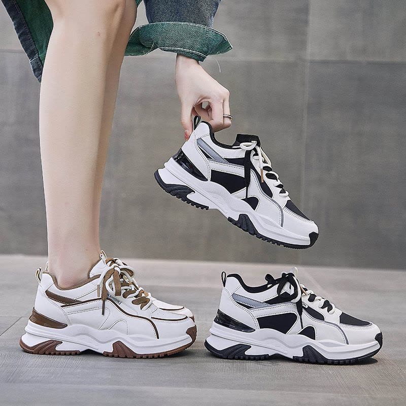 时言(SHIYAN)老爹鞋女2024秋冬新款韩版女士休闲鞋潮流厚底增高运动鞋女图片