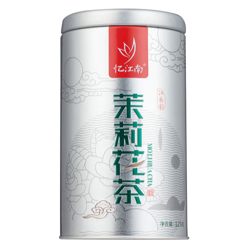 忆江南茶叶绿茶茉莉花茶茉莉花茶银罐装125g