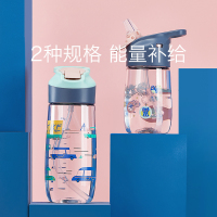 babycare儿童水杯防摔防喷溅运动水杯吸管杯便携式宝宝水杯鸭嘴杯 300ML 卡尔斯蓝 2613