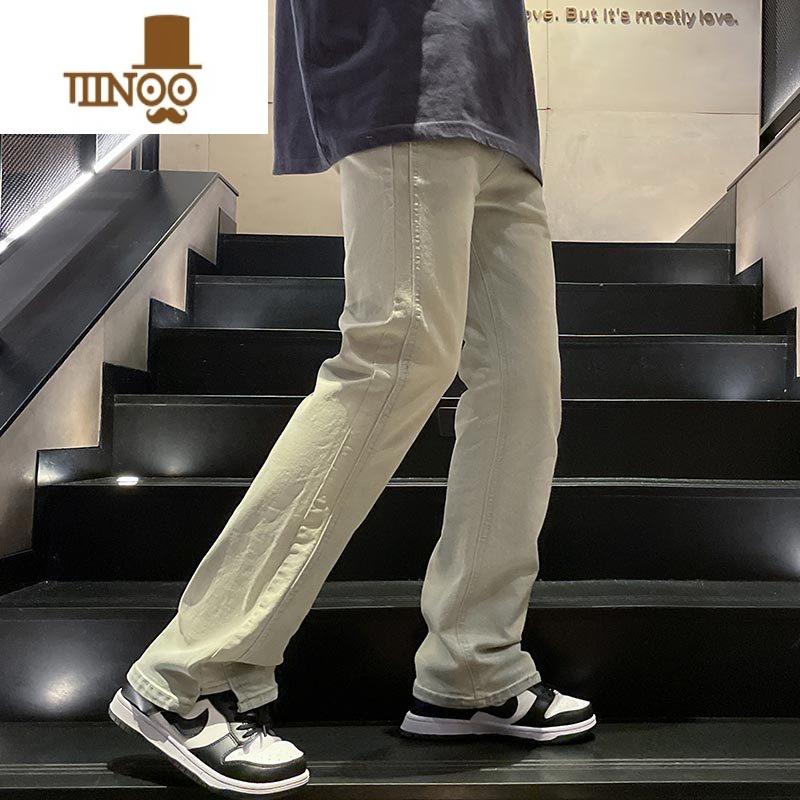 YANXU秋季新款复古直筒阔腿休闲牛仔裤男美式高街潮牌简约宽松长裤男士高清大图