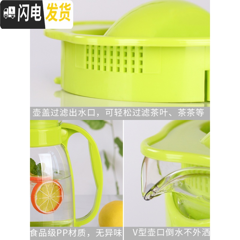 三维工匠冷水壶大容量玻璃可高温凉白开水杯茶壶套装家用果汁壶防爆凉水壶 蓝色(2000)高清大图