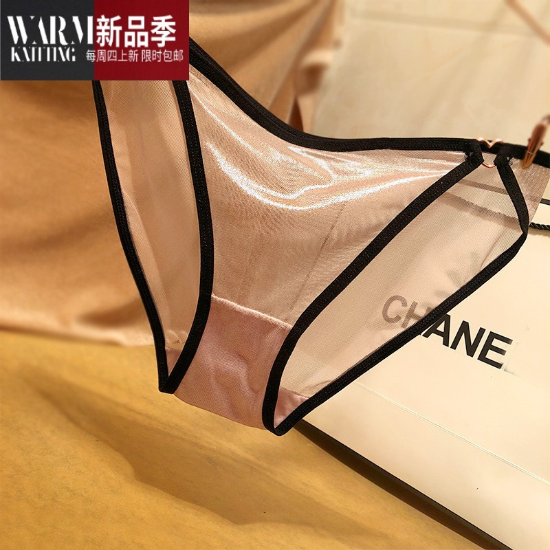 shanchao日系性感蕾丝内裤女少女透明透气薄款闪烁三角裤诱惑女士内裤