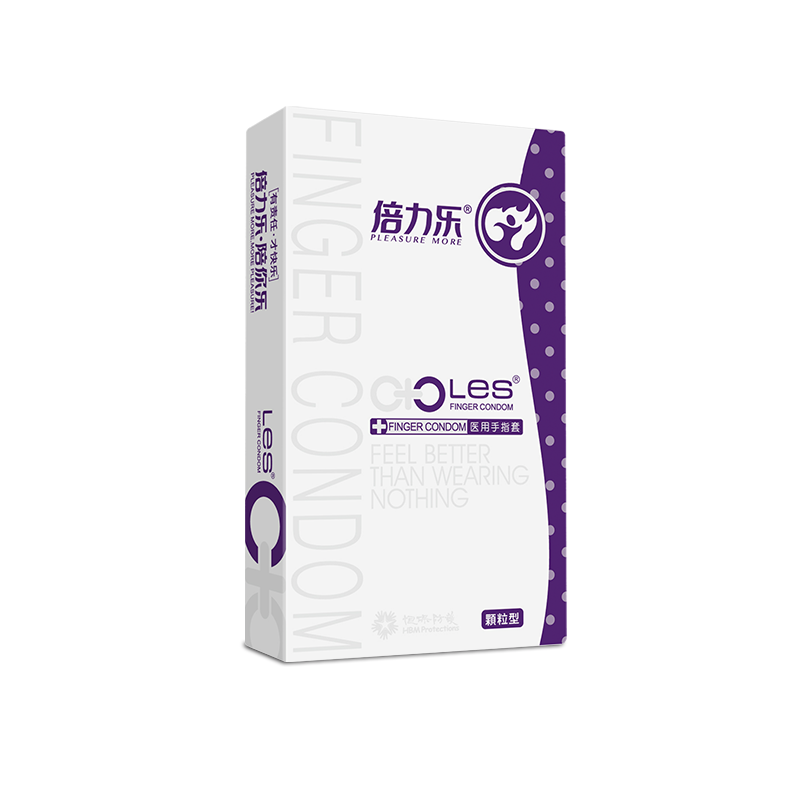 倍力乐Les手指套颗粒款女用安全套套检查指套玻尿酸润滑女同拉拉自慰套情趣调情避孕套成人用品byt高清大图