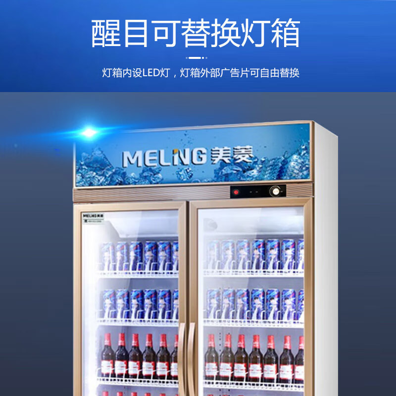 美菱(MELING)632升大容量双门冷藏立式冷柜 节能商用冰箱立式冷柜保鲜柜冰箱 SC-660LE2MR6