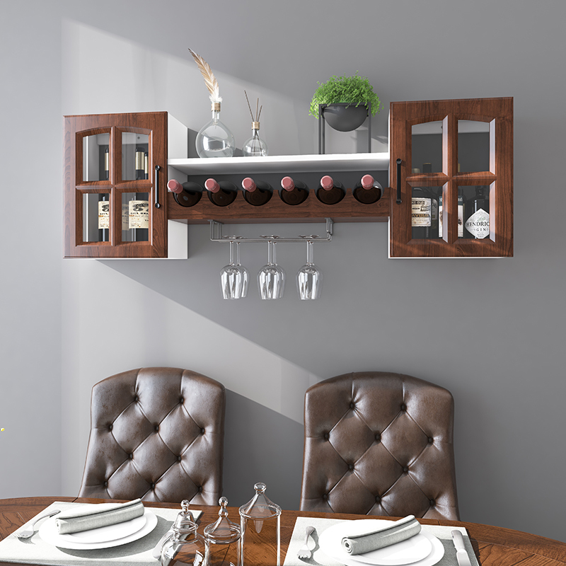 玻璃酒柜壁挂闪电客创意红酒架挂墙吊柜墙挂式储物柜餐厅置物架墙上酒
