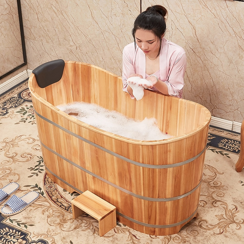 木桶浴缸古达家用泡澡桶洗澡桶沐浴桶杉木实木大人熏蒸汗蒸浴桶坐浴盆