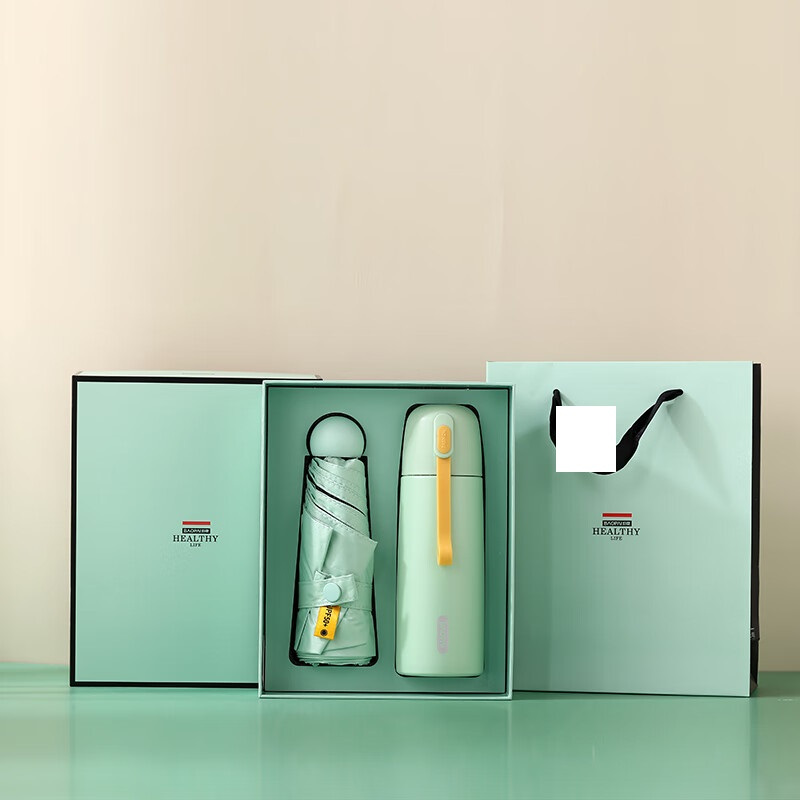 豹牌 BP-T9听雨套装 绿色 雨伞保温杯 玻璃杯套装高清大图