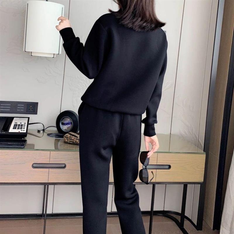 运动休闲套装女2021春秋季新款显瘦棉洋气时尚卫衣宽松两件套女