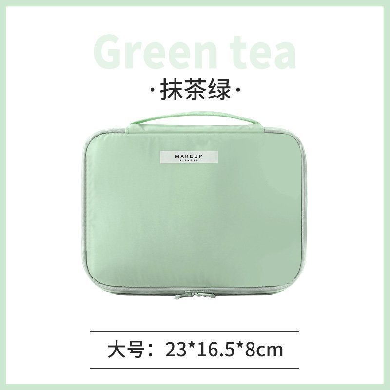 旅行化妆包小号便携女化妆袋手拿大容量简约随身化妆品收纳包_16 抹茶绿大号