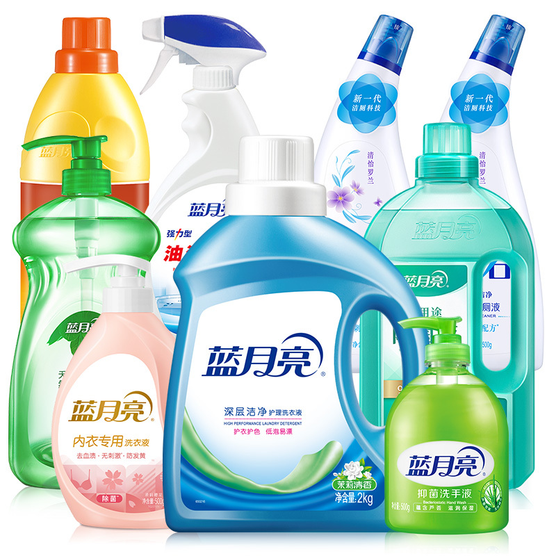 蓝月亮 清洁大礼包7.1kg套装茉莉洗衣液+樱花内衣洗+除菌液+洗洁精+洗手液+油污克星+洁厕液+洁厕液+地板清洁剂
