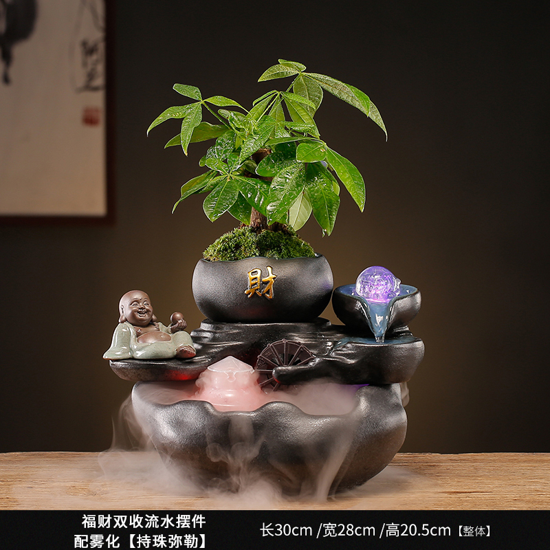 循环流水招财生财鱼缸装饰摆件水晶球轮喷泉景观乔迁开业礼品