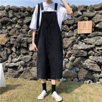 洋气减龄牛仔背带裙女夏2020新款大码胖mm宽松BF中长款吊带连衣裙 黑色 S码[90-100斤]