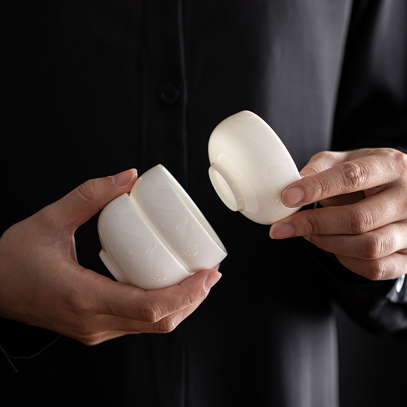 苏氏陶瓷(SUSHI CERAMICS)茶杯 白瓷中国白个人杯羊脂玉主人杯品茗杯8个装
