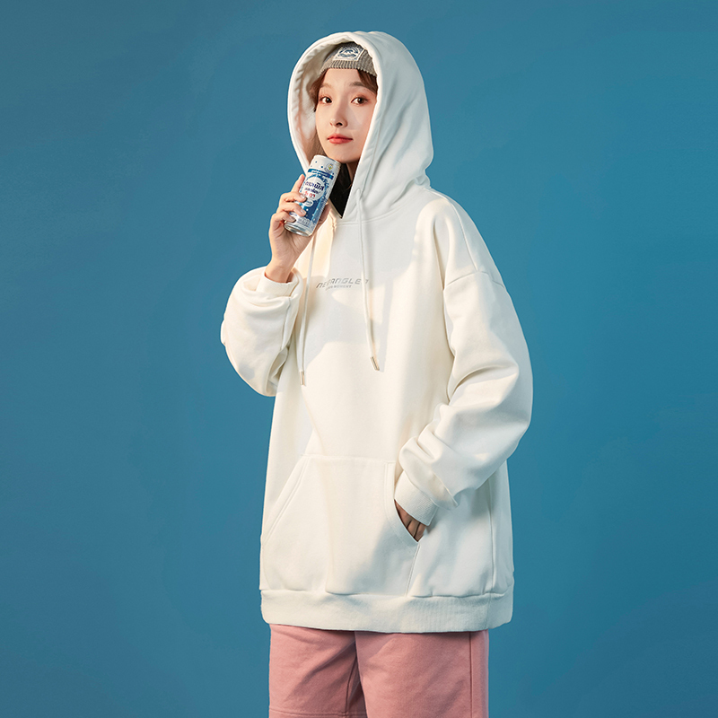 [直营]木林森(MULINSEN) 秋冬新款ins潮牌连帽卫衣女植绒暴力熊反光印花外套