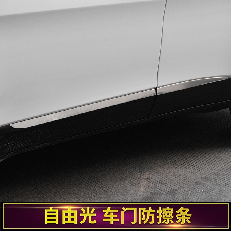 新款jeep国产自由光车身饰条吉普改装专用装饰亮条配件车门防擦门边条 红色ABS 抖音