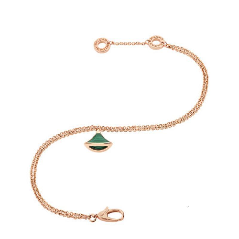 bvlgari宝格丽divasdream系列18k金玫瑰金镶嵌孔雀石扇形手链358354