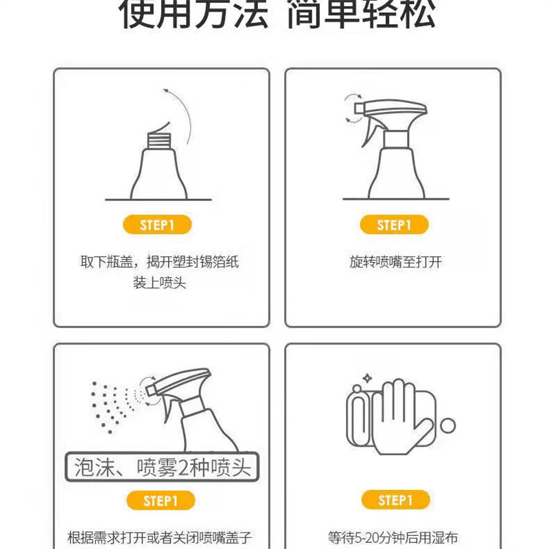 立管家油污清洁剂厨房去油神器强力泡沫油烟机清洗剂去渍500ml*2瓶高清大图
