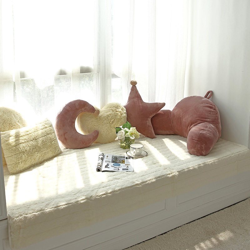 汐岩窗台垫毛绒套坐毯卧室阳台垫子北欧式榻榻米可机洗 ins长毛绒-米白90*180cm