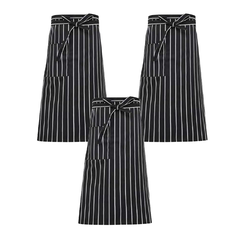 炯毅 棉布围裙 家用围裙 厨房做饭清洁围裙棉布 棉布围裙(黑白条纹) 半身围裙350g/条高清大图