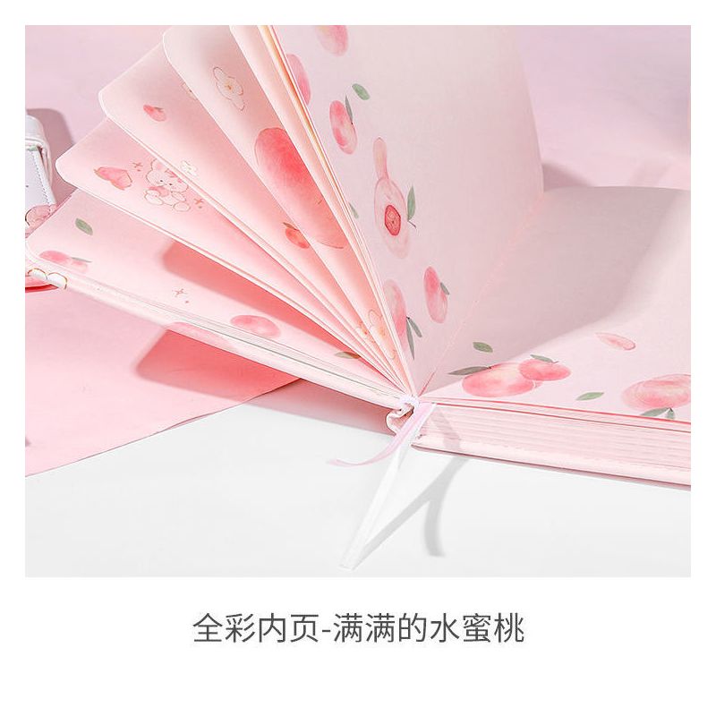 蜜桃说a5皮面磁扣本a6粉色记事本子彩色内页手账本笔记本