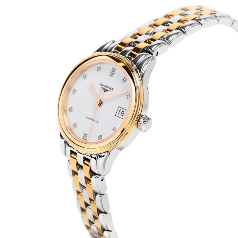 浪琴(LONGINES)军旗系列 金银搭配 金属机械商务男士腕表 L4.774.3.21.7