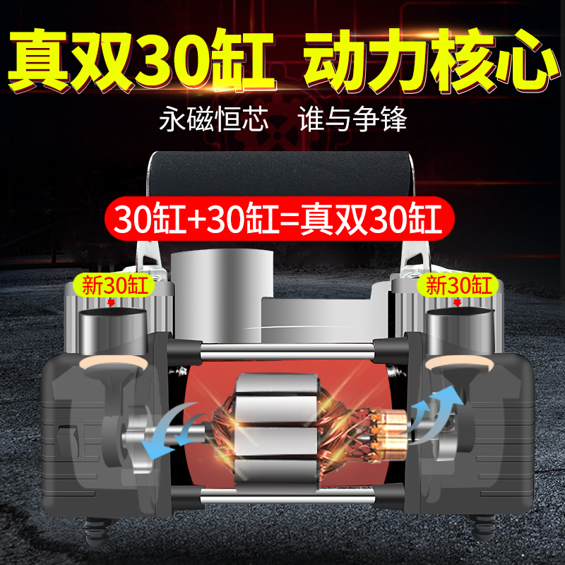 巨木 双缸车载充气泵12V便携式轮胎打气泵海绵提手汽车加气泵气筒