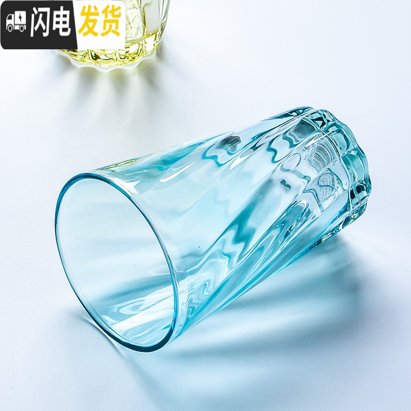 三维工匠加厚耐热 6只装家用玻璃杯套装 茶杯便携喝水杯子酒杯彩色玻璃杯高清大图
