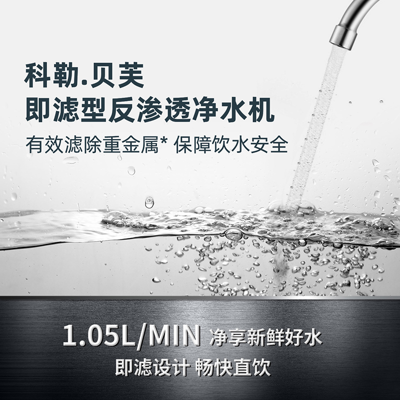 科勒(KOHLER)Q40净水器 厨房家用直饮RO反渗透纯水机 400G大通量净水机 小体积饮水机